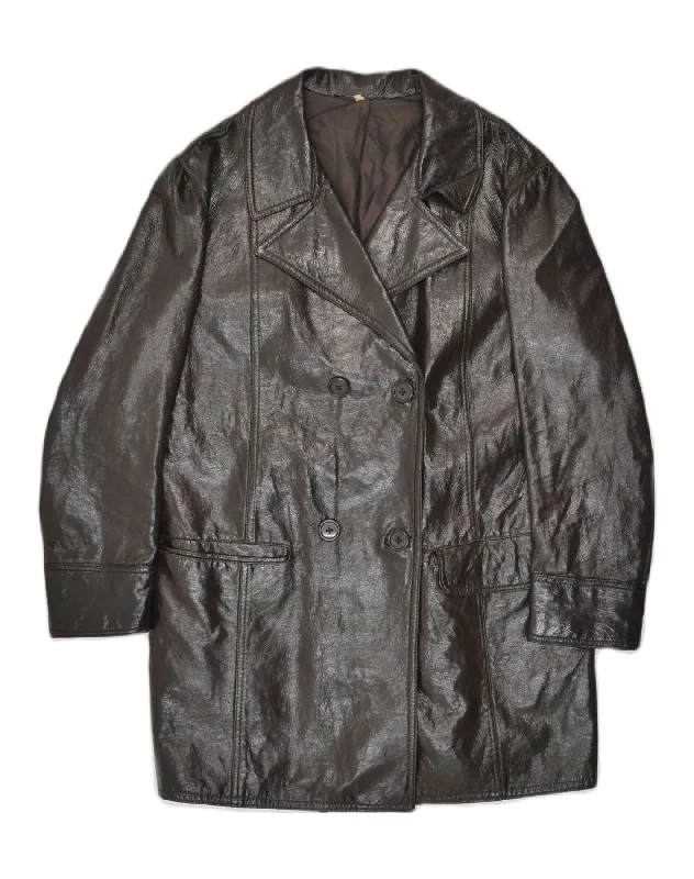 Stylish Women's Attire VINTAGE Womens Double Breasted Coat IT 48 XL Black