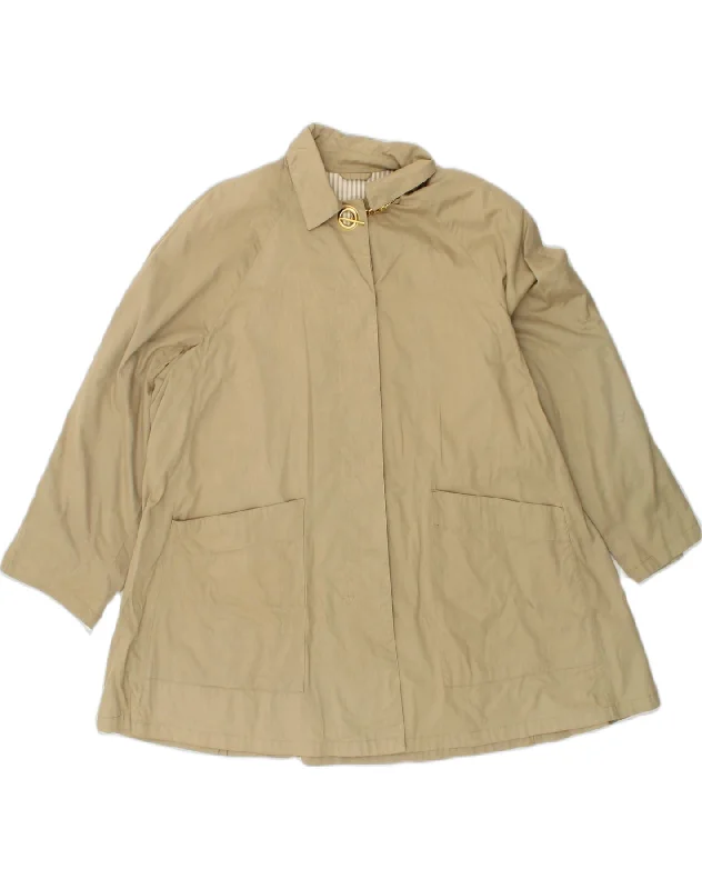 Clothing Store VINTAGE Womens Overcoat EU 40 Medium Beige Cotton
