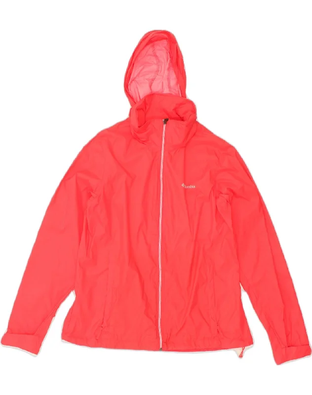 Women Wear Online COLUMBIA Womens Hooded Rain Jacket UK 16 Large Red Nylon