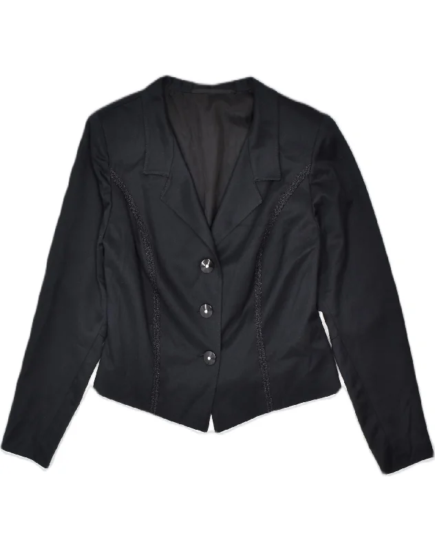 Women's Clothing For Work VINTAGE Womens 3 Button Blazer Jacket UK 12 Medium Black