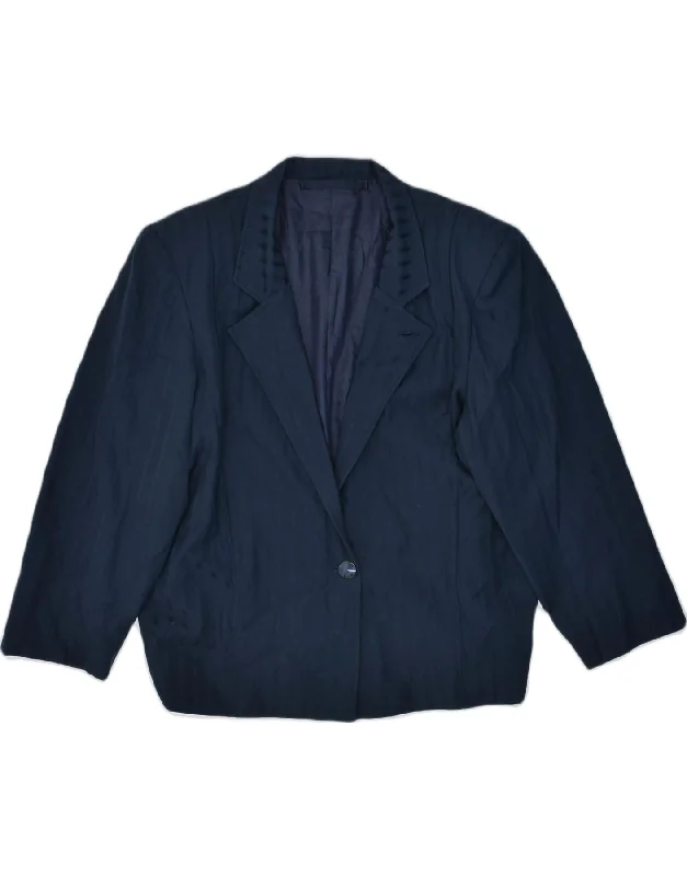 Women's Plus-Size Attire VINTAGE Womens 1 Button Blazer Jacket UK 18 XL Navy Blue