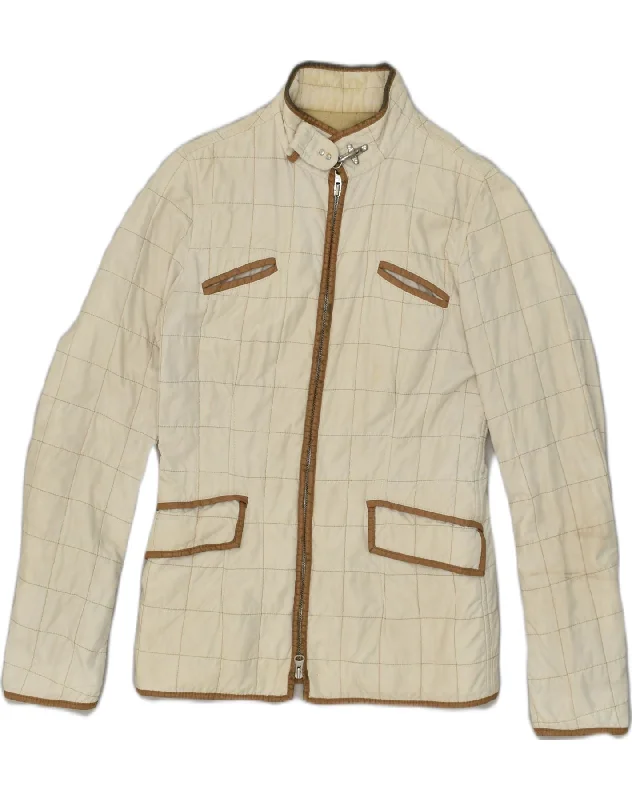 Women's High Street Fashion FAY Womens Quilted Jacket UK 8 Small Beige Polyester