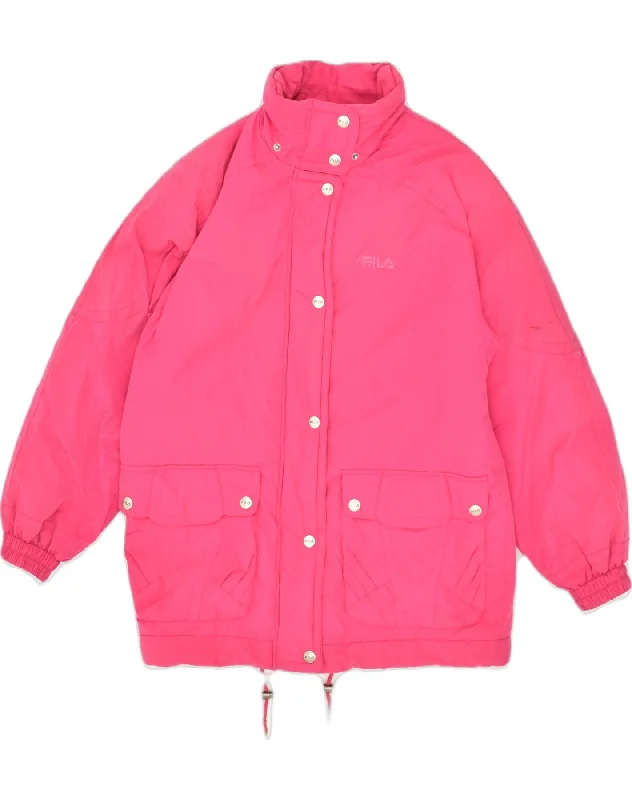 Women's Travel Attire FILA Womens Padded Jacket US 6 Medium Pink Polyester