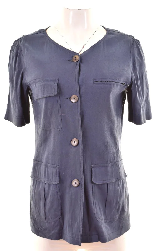 Chic Women's Clothing for Date Nights FOXTON Womens 4 Button Blazer Jacket Short Sleeve UK 12 Medium Blue Chic Women's Clothing for Date Nights FOXTON Womens 4 Button Blazer Jacket Short Sleeve UK 12 Medium Blue