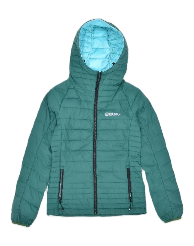 Street Style Fashion COLMAR Womens Hooded Padded Jacket IT 38 XS Green