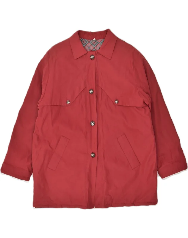 Clothing Store VINTAGE Womens Overcoat UK 14 Medium Red Cotton