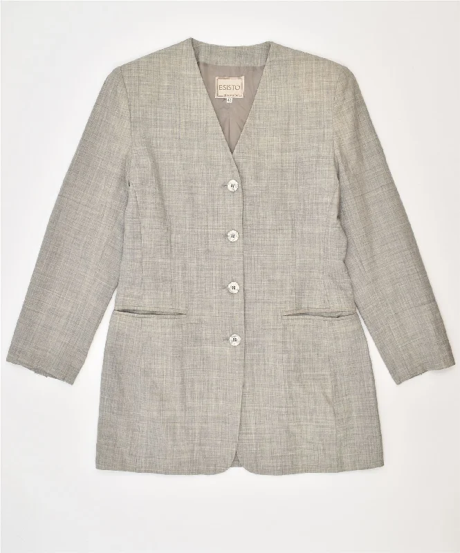 Affordable Online Boutiques ESISTO Womens 4 Button Blazer Jacket IT 42 Medium Grey Wool Vintage Affordable Online Boutiques ESISTO Womens 4 Button Blazer Jacket IT 42 Medium Grey Wool Vintage