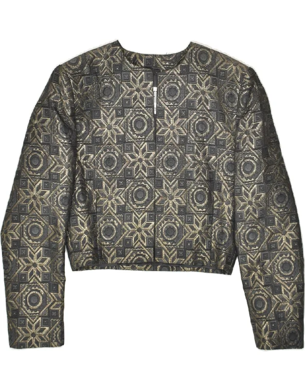 Modern Women's Apparel VINTAGE Womens Blazer Jacket UK 14 Medium Grey Floral