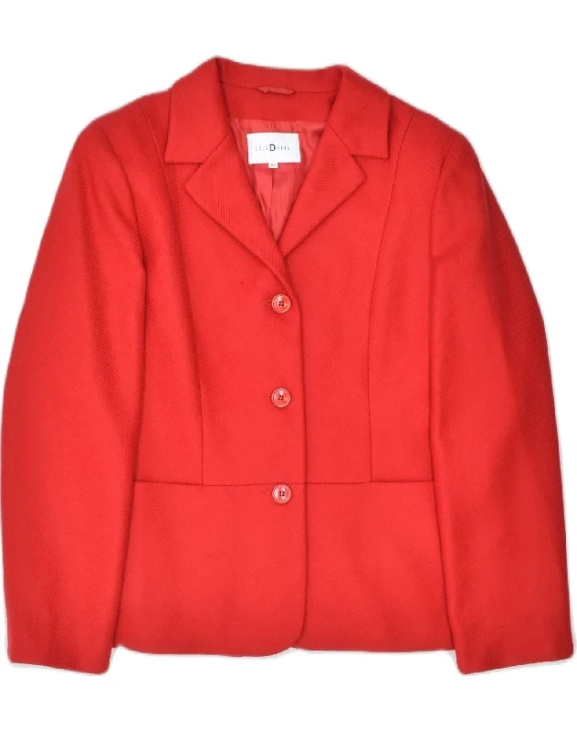 Women's Charming Outfit For Events VINTAGE Womens 3 Button Blazer Jacket IT 46 Large Red Virgin Wool Women's Charming Outfit For Events VINTAGE Womens 3 Button Blazer Jacket IT 46 Large Red Virgin Wool
