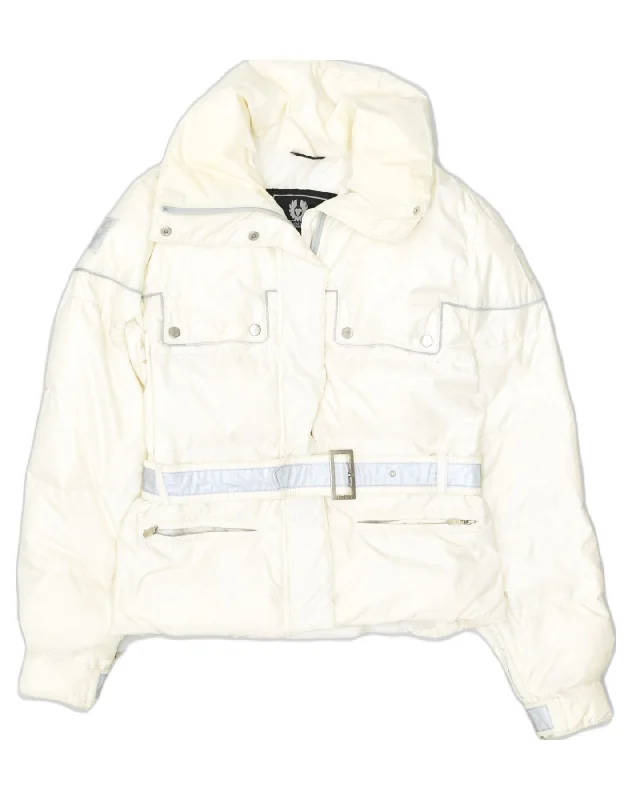 Flash Sales Today BELSTAFF Womens Padded Jacket IT 42 Medium Off White Nylon