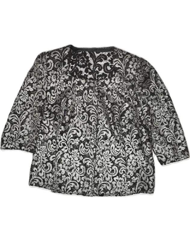 Outfits Ideas VINTAGE Womens 1 Button See throught Blazer Jacket UK 18 XL Grey Floral