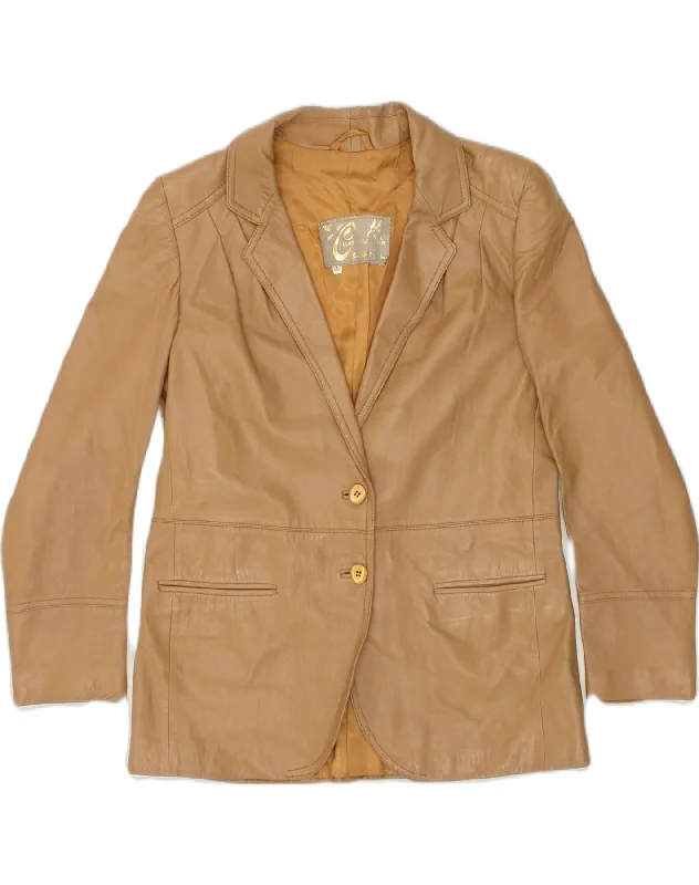 Affordable Women's Clothes VINTAGE Womens Leather Jacket IT 46 Large Brown Leather
