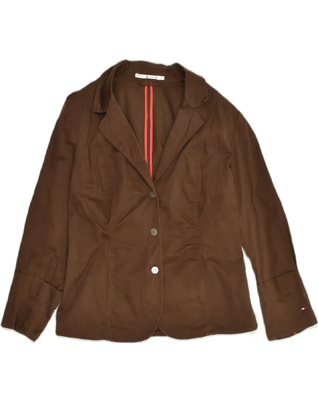 Flash Sale Or Flash Sales TOMMY HILFIGER Womens 3 Button Blazer Jacket US 12 Large Brown Cotton Flash Sale Or Flash Sales TOMMY HILFIGER Womens 3 Button Blazer Jacket US 12 Large Brown Cotton