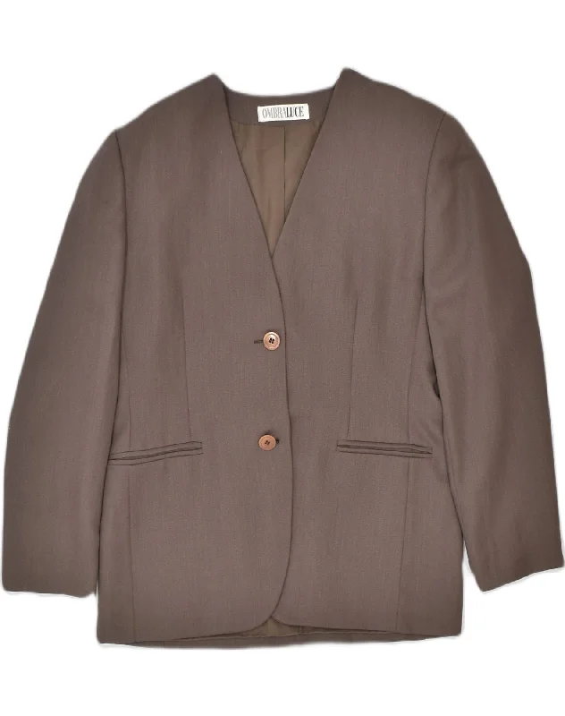 VIP Member Discount VINTAGE Womens 2 Button Blazer Jacket UK 18 XL Brown Viscose