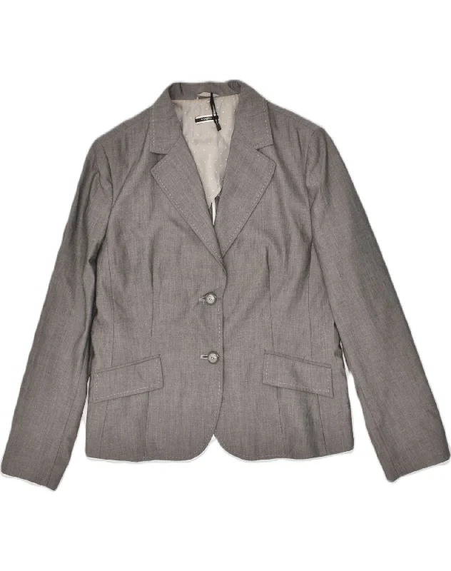 Women Apparel MARIELLA BURANI Womens 2 Button Blazer Jacket UK 20 2XL Grey Polyester Women Apparel MARIELLA BURANI Womens 2 Button Blazer Jacket UK 20 2XL Grey Polyester