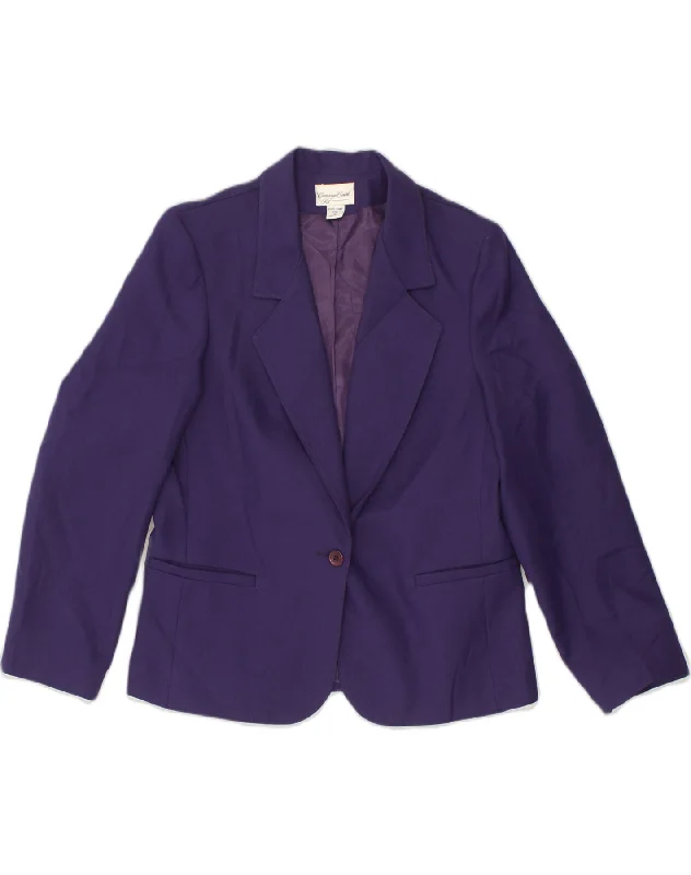 Easygoing Women's Style CARRIAGE COURT Womens Petite 1 Button Blazer Jacket US 12 Large Purple Easygoing Women's Style CARRIAGE COURT Womens Petite 1 Button Blazer Jacket US 12 Large Purple