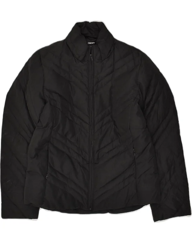 Comfortable Women's Attire DKNY Womens Padded Jacket UK 16 Large Black Polyester