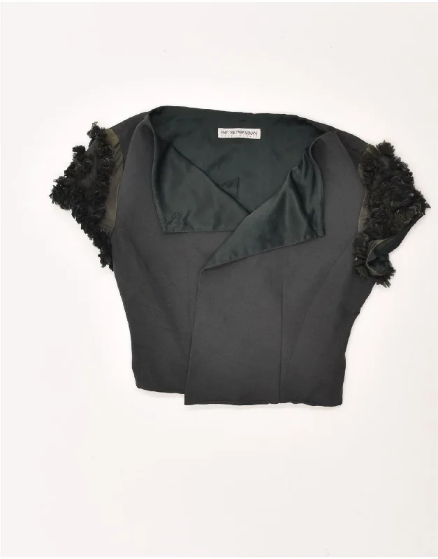 Women's Transitional Attire EMPORIO ARMANI Womens Short Sleeve Bolero Jacket IT 40 Small Green Viscose