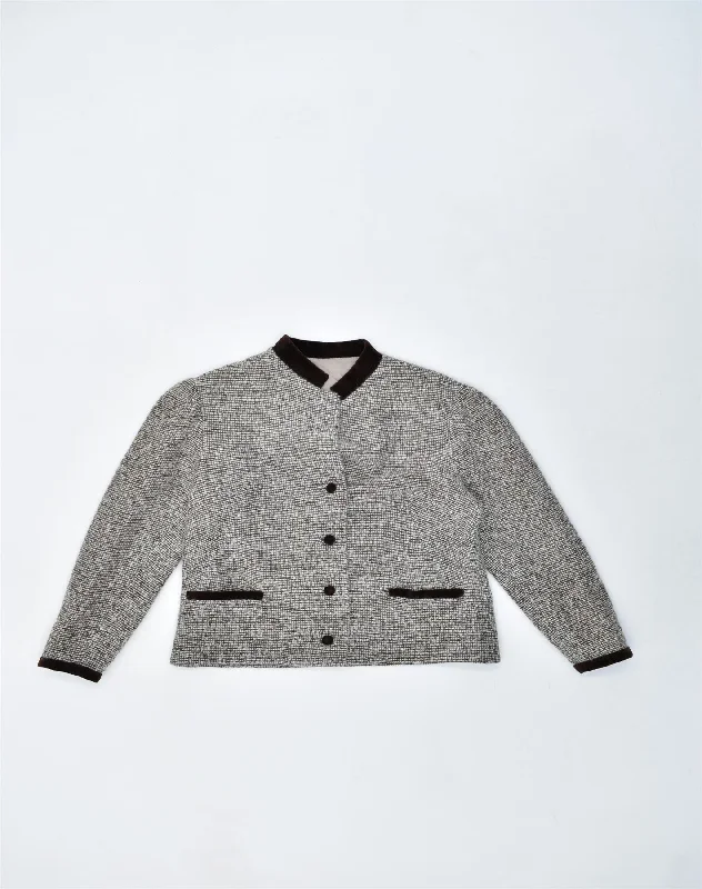 Trendy Boutiques Online VINTAGE Womens 4 Button Blazer Jacket UK 14 Large Grey Wool