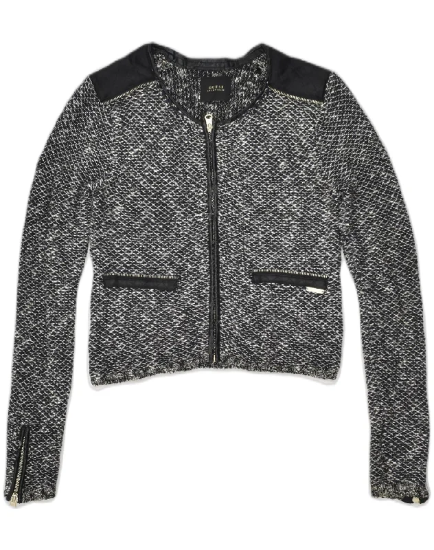 Chic Women's Attire GUESS Womens Los Angeles Crop Blazer Jacket UK 4 XS Black Polyester Chic Women's Attire GUESS Womens Los Angeles Crop Blazer Jacket UK 4 XS Black Polyester