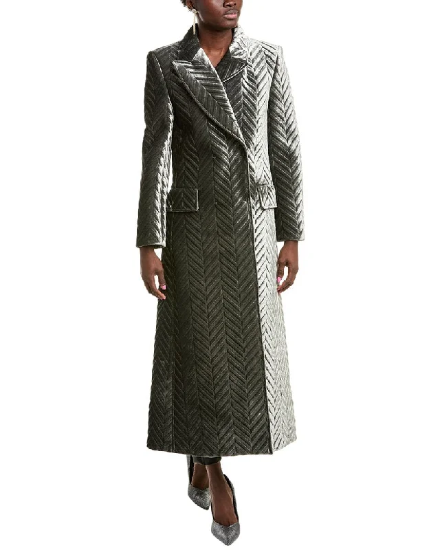 Edgy Fashion Alberta Ferretti Chevron Jacquard Velvet Silk-Blend Coat