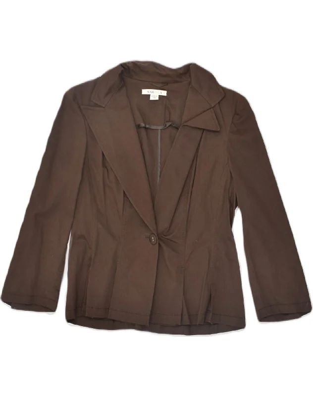 Sale Clothes Online MARELLA Womens 1 Button Blazer Jacket UK 12  Medium Brown Cotton