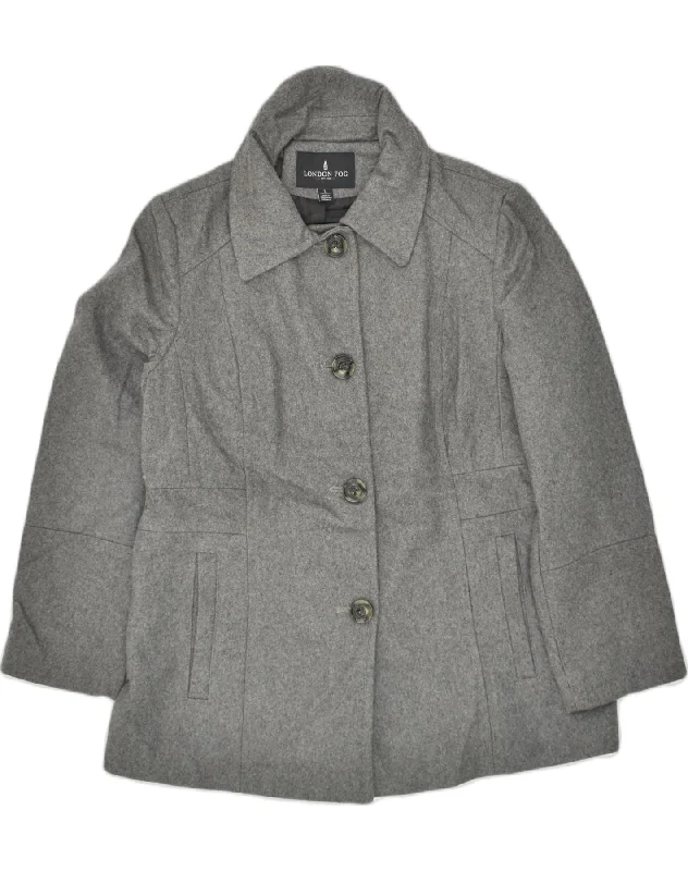 Comfortable Casual Wear LONDON FOG Womens Overcoat UK 16 Large Grey Cotton