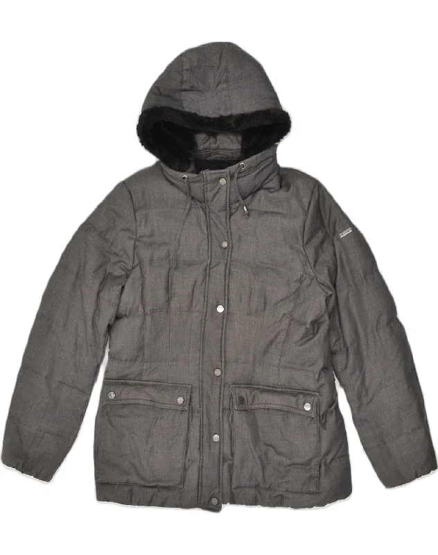 Online Clothing Stores GEOX Womens Hooded Padded Jacket UK 18 XL Grey Polyester