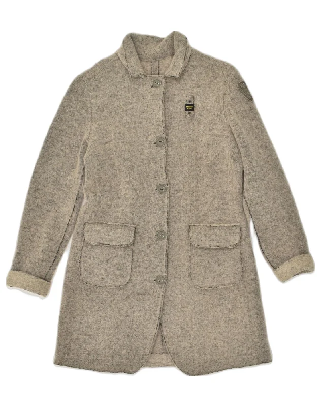Women's Clothing For Travel BLAUER Womens Overcoat UK 18 XL Grey Polyester