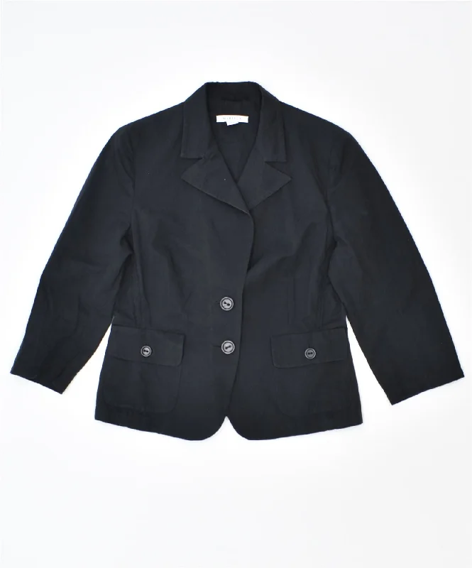 Relaxed Fashion MARELLA Womens 2 Button Blazer Jacket UK 14 Large Black Cotton