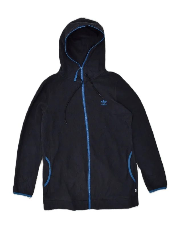 Chic And Comfortable ADIDAS Womens Hooded Fleece Jacket IT 42 Medium Navy Blue Polyester Chic And Comfortable ADIDAS Womens Hooded Fleece Jacket IT 42 Medium Navy Blue Polyester