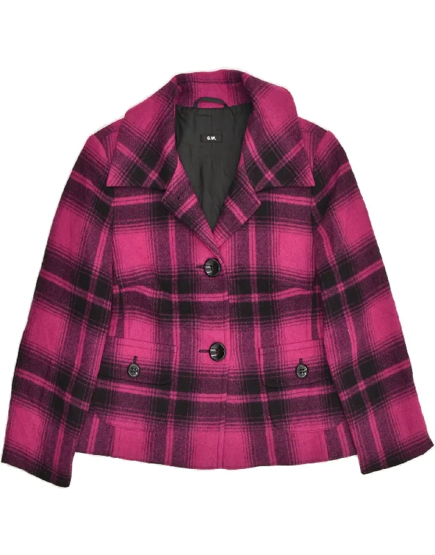 Trendy Women's Apparel VINTAGE Womens Overcoat IT 38 XS Pink Check