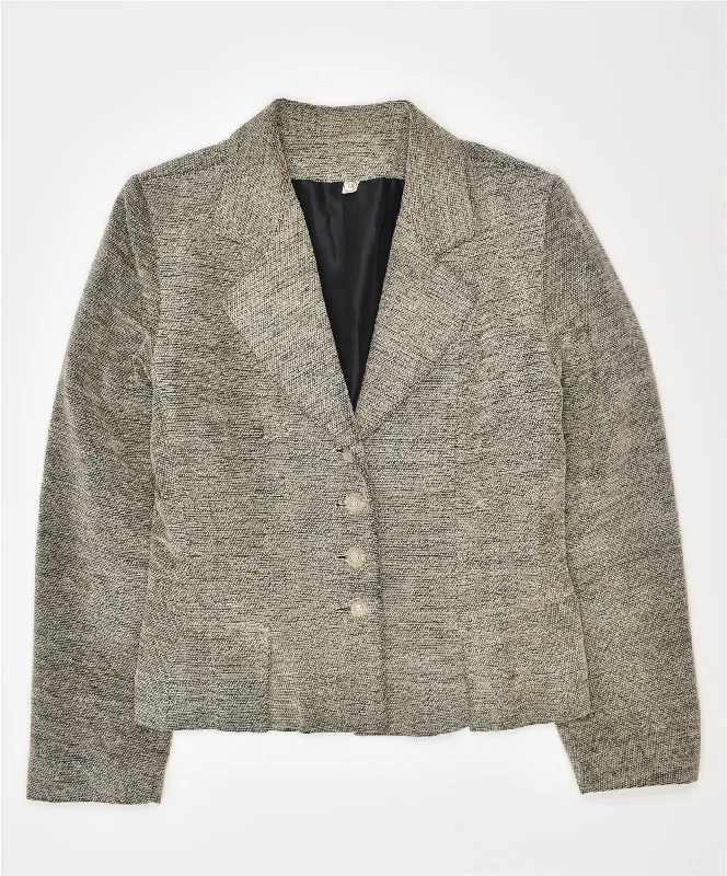Women Clothing VINTAGE Womens 4 Button Blazer Jacket EU 38 Small Grey Acrylic