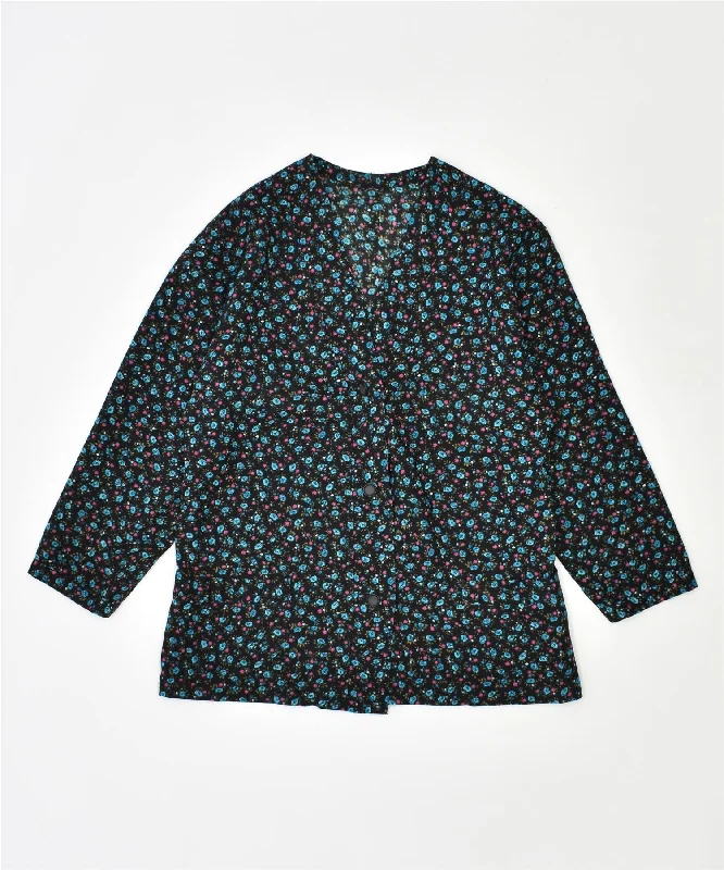 Women's Urban Clothing VINTAGE Womens 3 Button Blazer Jacket UK 16 Large Black Floral Women's Urban Clothing VINTAGE Womens 3 Button Blazer Jacket UK 16 Large Black Floral