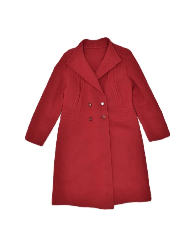 Women's Clothes VINTAGE Womens Double Breasted Overcoat IT 42 Medium Red