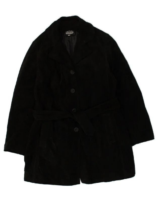 Women's Formal Wear VINTAGE Womens Leather Coat IT 42 Medium Black Leather