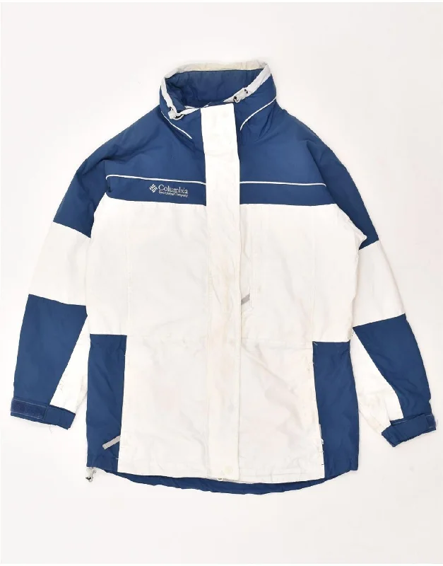 Festival Fashion COLUMBIA Womens Windbreaker Jacket UK 14 Medium Blue Colourblock Nylon Festival Fashion COLUMBIA Womens Windbreaker Jacket UK 14 Medium Blue Colourblock Nylon