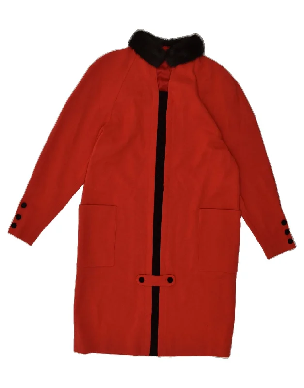 Women's Clothes For The Office VINTAGE Womens Overcoat IT 46 Large Red