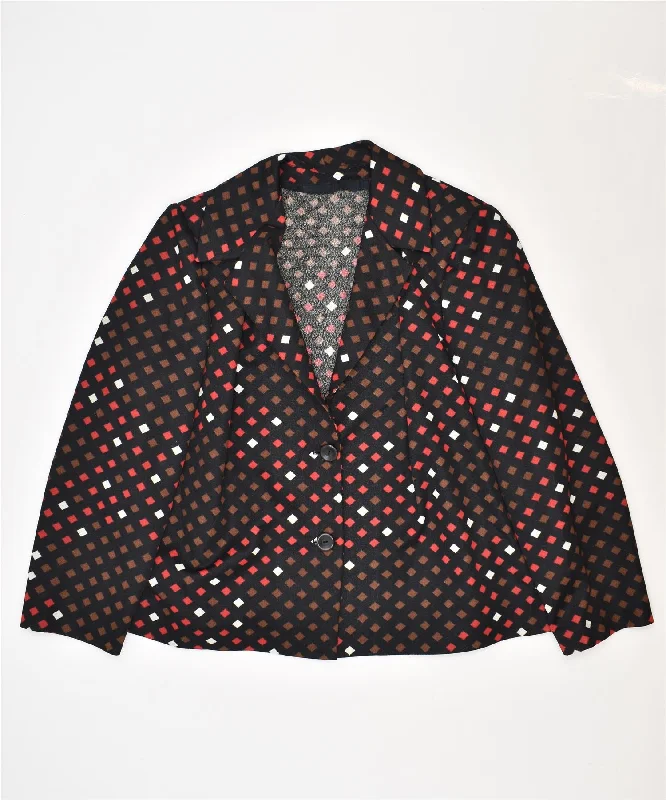 Women's Clothes VINTAGE Womens 2 Button Blazer Jacket UK 16 Large Black Geometric