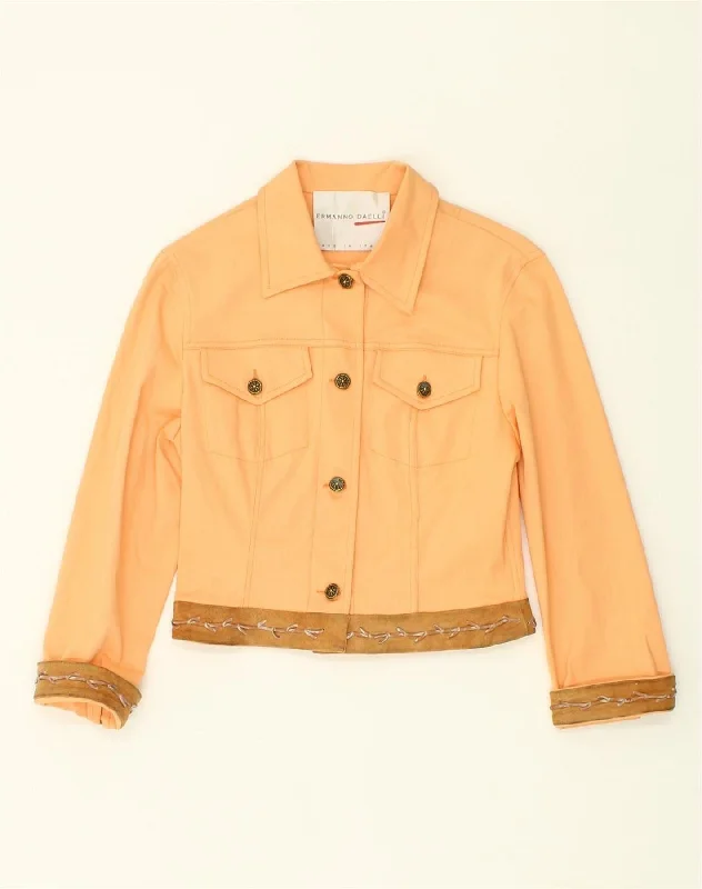 Comfortable Women's Clothes ERMANNO DAELLI Womens Bomber Jacket IT 40 Small Orange Cotton Comfortable Women's Clothes ERMANNO DAELLI Womens Bomber Jacket IT 40 Small Orange Cotton