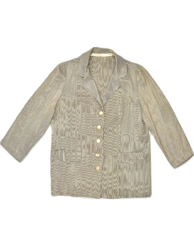 Modern Women's Apparel VINTAGE Womens 5 Button Blazer Jacket UK 18 XL Brown Acetate