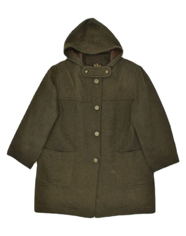 Women's Workout Clothing HERNO Womens Hooded Overcoat EU 50 Large Khaki Wool