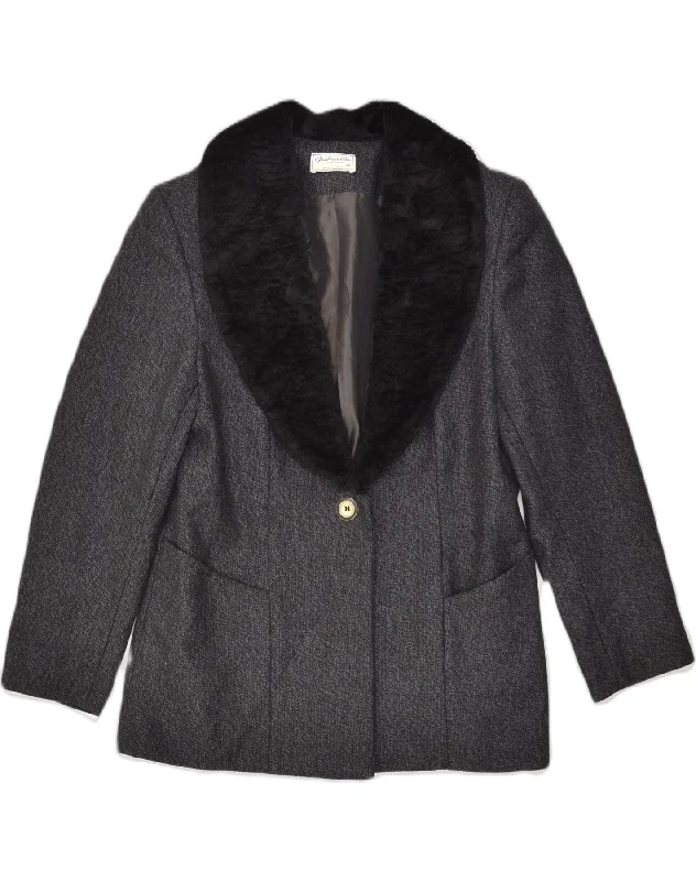 Chic Women's Outfit Ideas VINTAGE Womens Overcoat IT 46 Large Grey Virgin Wool