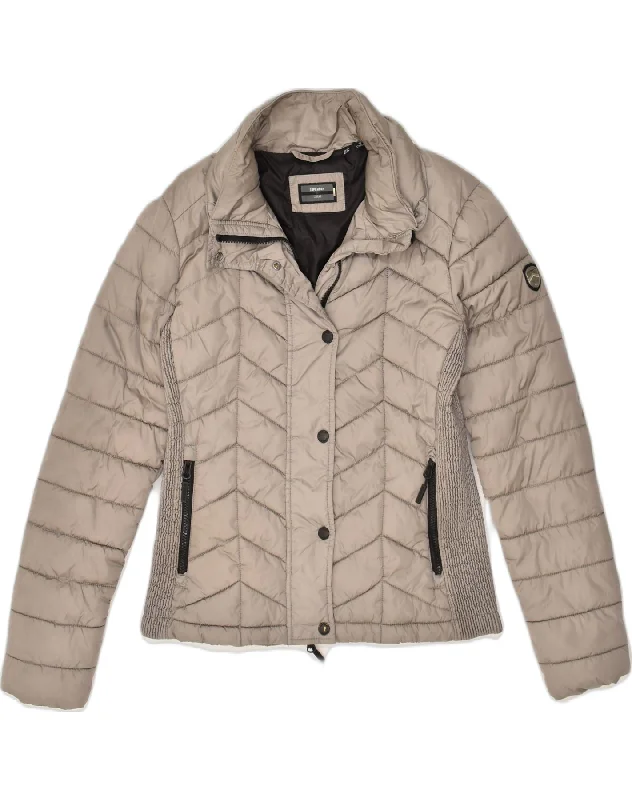 Women's Chic Outfit SUPERDRY Womens Padded Jacket UK 10 Small  Grey Polyester