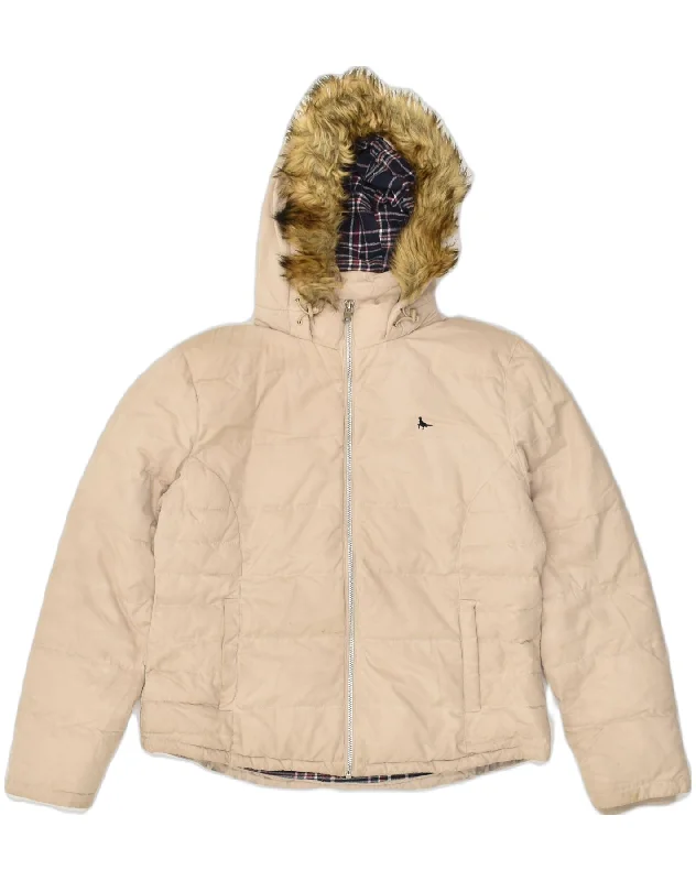 Women's Trendy Outfit JACK WILLS Womens Hooded Padded Jacket UK 12 Medium Beige Polyester Women's Trendy Outfit JACK WILLS Womens Hooded Padded Jacket UK 12 Medium Beige Polyester
