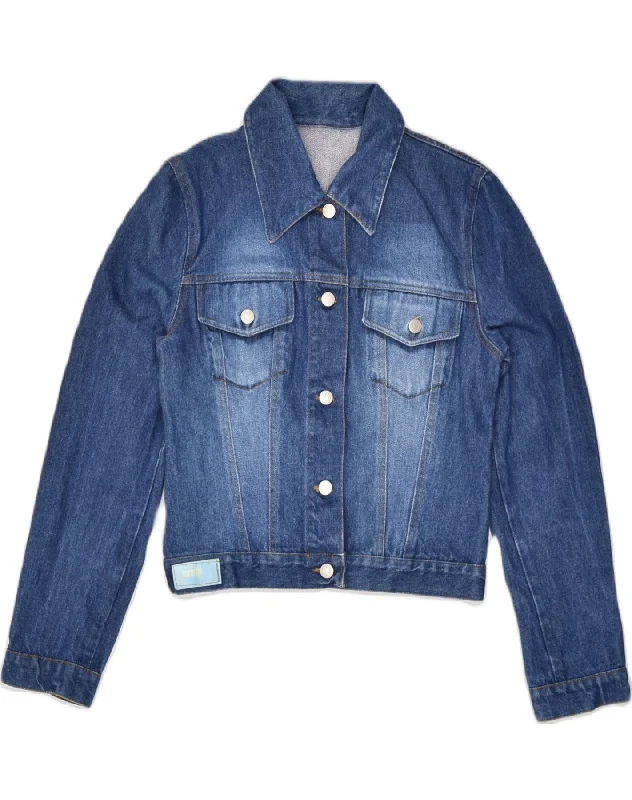 Women Wear Boutique VINTAGE Womens Denim Jacket UK 12 Medium Navy Blue Cotton