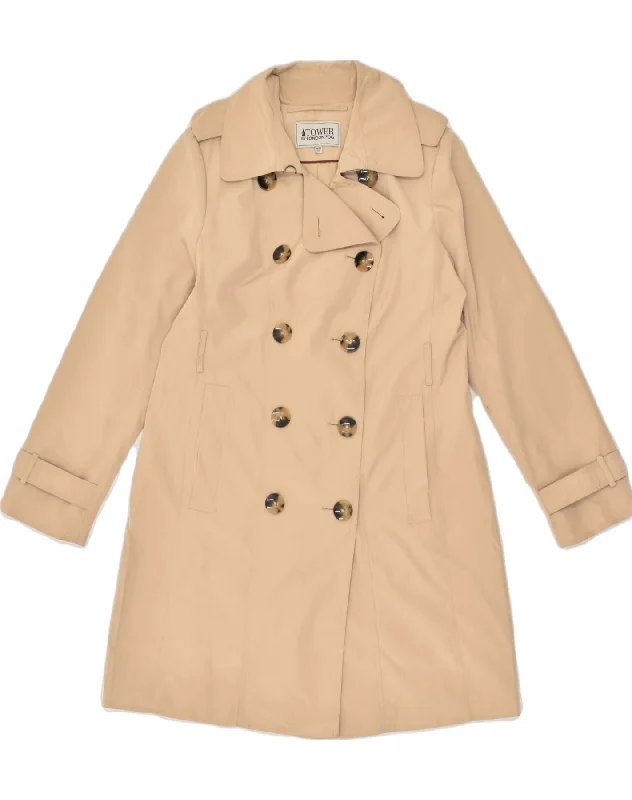 Women's Vacation Clothes LONDON FOG Womens Double Breasted Coat UK 14 Medium Beige Cotton Women's Vacation Clothes LONDON FOG Womens Double Breasted Coat UK 14 Medium Beige Cotton