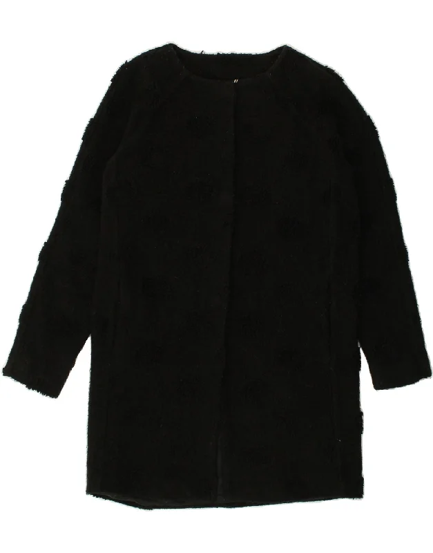 Street Style Fashion MAX & CO. Womens Knit Overcoat UK 6 XS Black Spotted Polyester