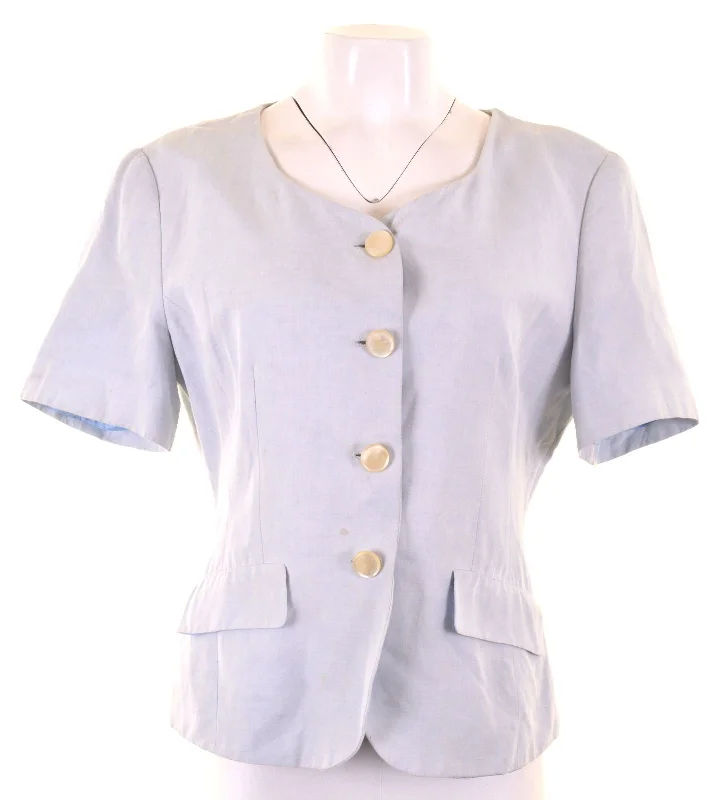 Women's Activewear for Exercise and Sports BENETTON Womens 4 Button Blazer Jacket Short Sleeve IT 46 Large Blue Linen Women's Activewear for Exercise and Sports BENETTON Womens 4 Button Blazer Jacket Short Sleeve IT 46 Large Blue Linen