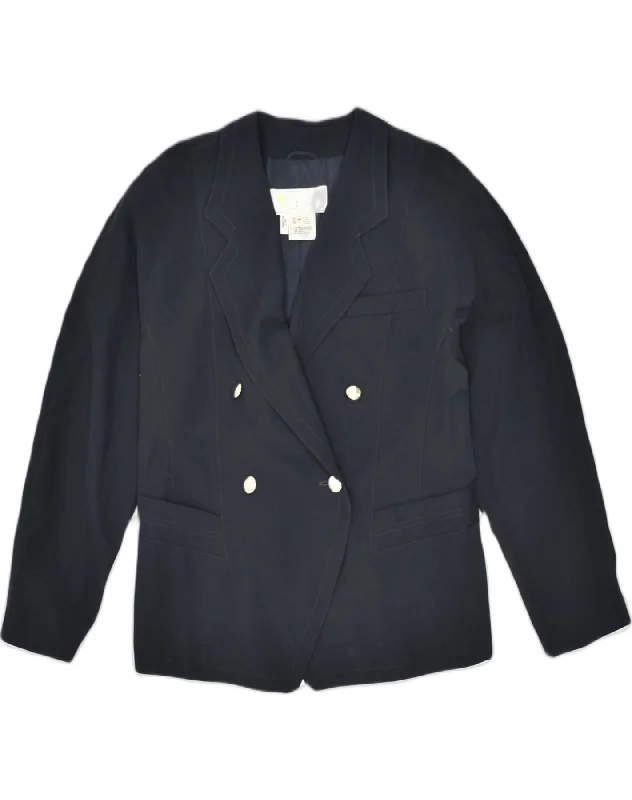 Women's Chic Apparel LAUREL Womens Double Breasted Blazer Jacket EU 40 Medium Navy Blue Wool Women's Chic Apparel LAUREL Womens Double Breasted Blazer Jacket EU 40 Medium Navy Blue Wool